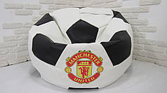 Крісло м'яч "ФК Манчестер Юнайтед" Екошкіра Білий/Чорний