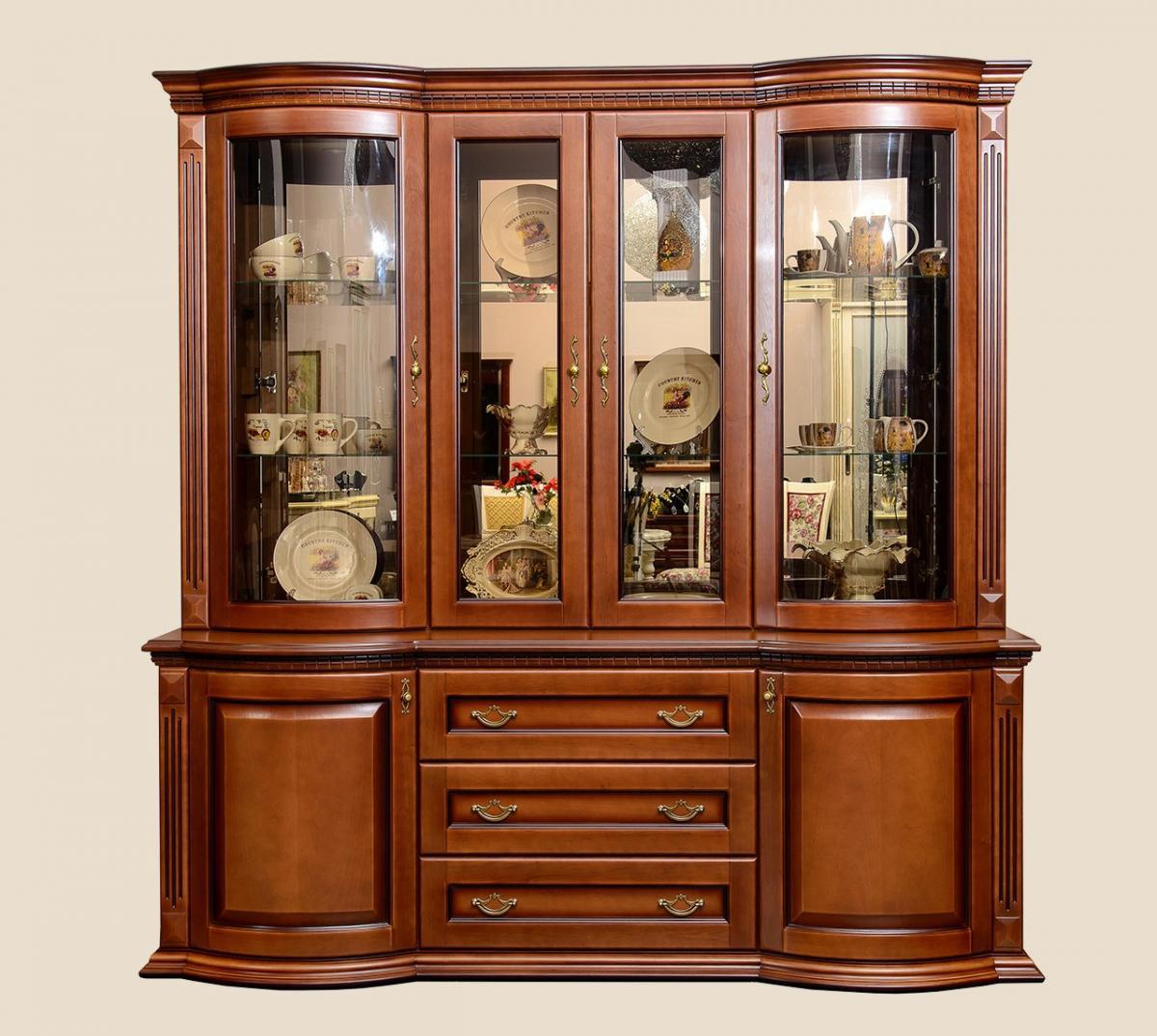 Вітрина (сервант) дерев'яна в класичному стилі  Платина РКБ-Меблі 2-х радіусна, колір на вибір