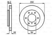 Гальмівний диск передній Mitsubishi Pajero (2007-) Bosch (0986478990)