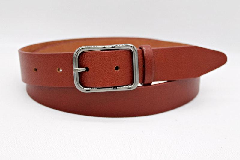 Стильний шкіряний ремінь 35 мм рудий(буйвол)