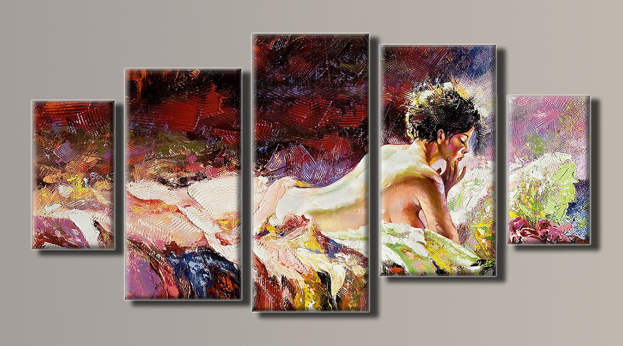 Модульна картина на полотні з 5-ти частин "Живопис. Дівчина"