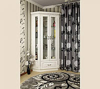 Вітрина (сервант) у вітальню в класичному стилі Платина РКБ-Меблі 2-х дверна кутова пряма, колір на вибір