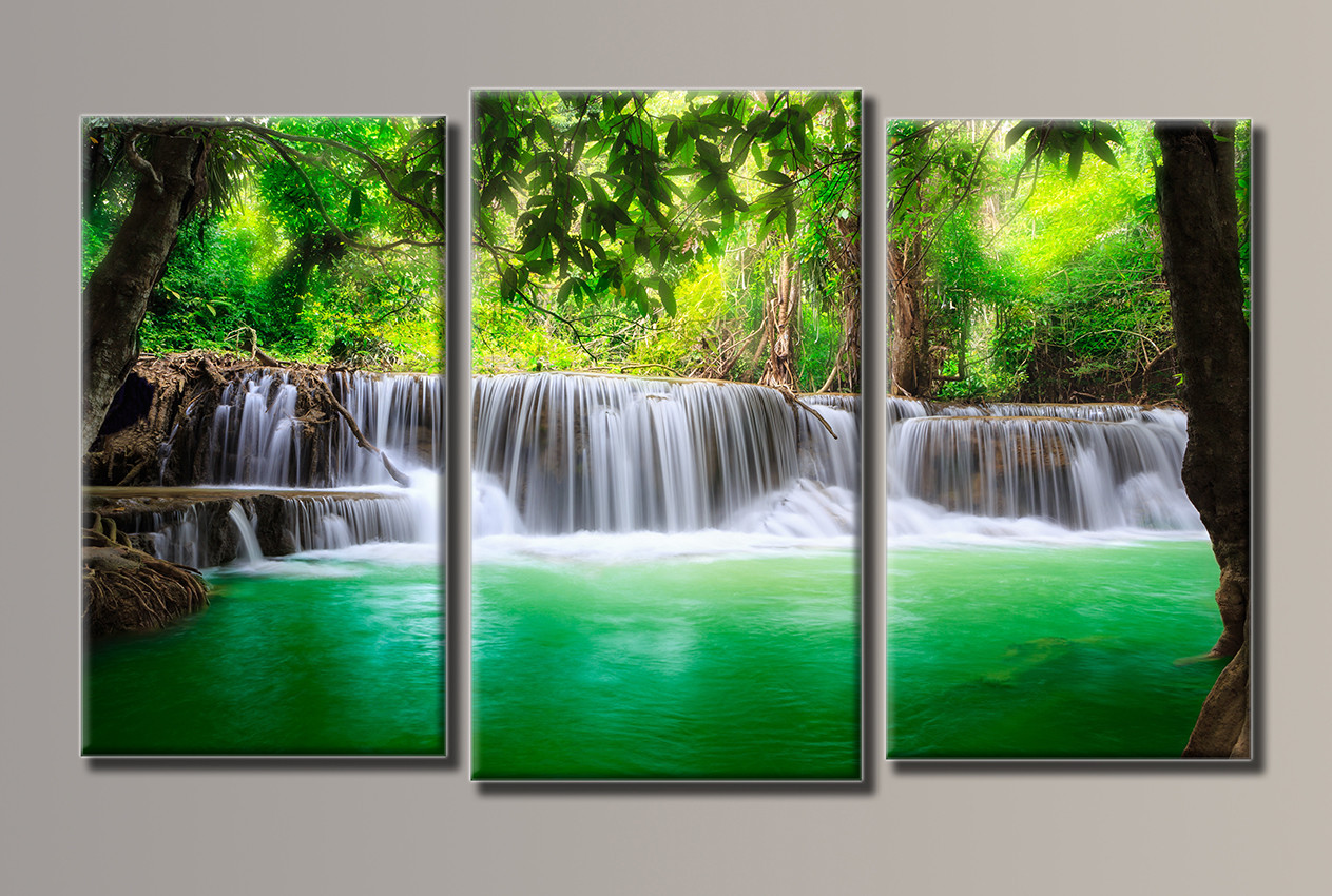 Модульна картина на полотні з 3-х частин "Водоспад"