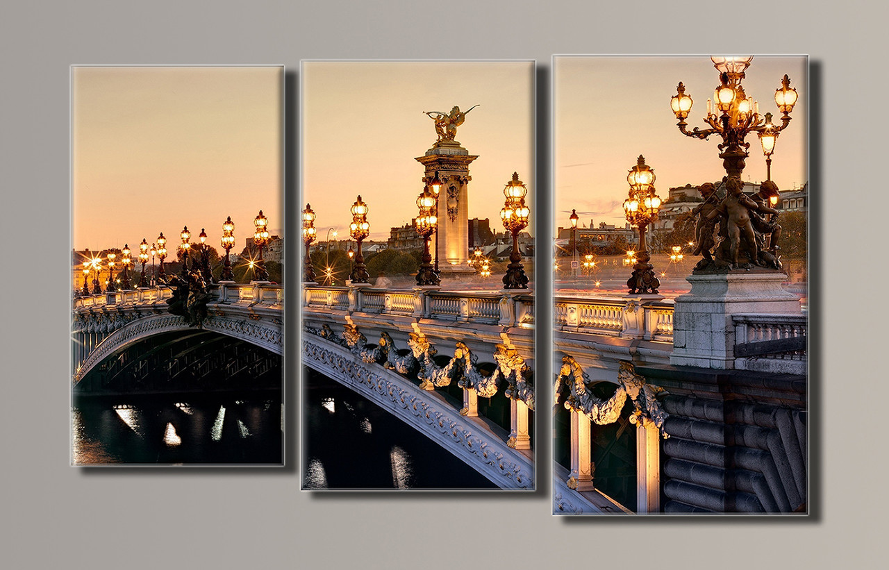 Модульна картина на полотні з 3-х частин "Міст Олександра IІІ"