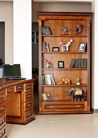 Шафа книжкова відкрита з масиву дерева для вітальні / кабінету в класичному стилі  Медея 1,2 РКБ-Меблі, колір на вибір, фото 2