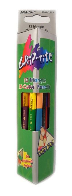 Олівці кольорові двосторонні трикутні 12 шт. 24 кольору, Grip-Rite