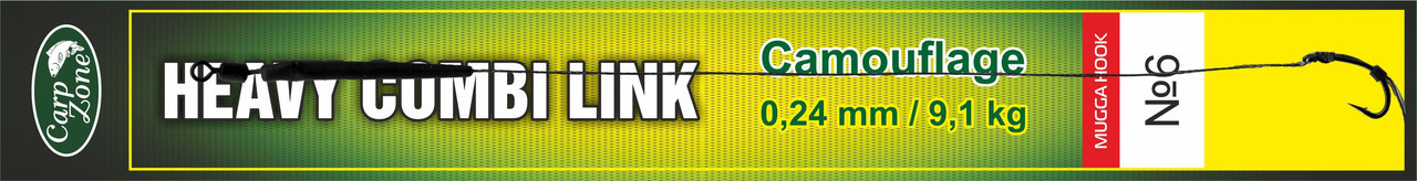 Готовий повідець Comouflage Mugga Hook Link 0,24 mm/ 9,1 kg №6, фото 1