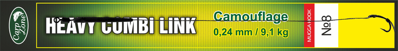 Готовий повідець Comouflage Mugga Hook Link 0,24 mm/ 9,1 kg №8, фото 1