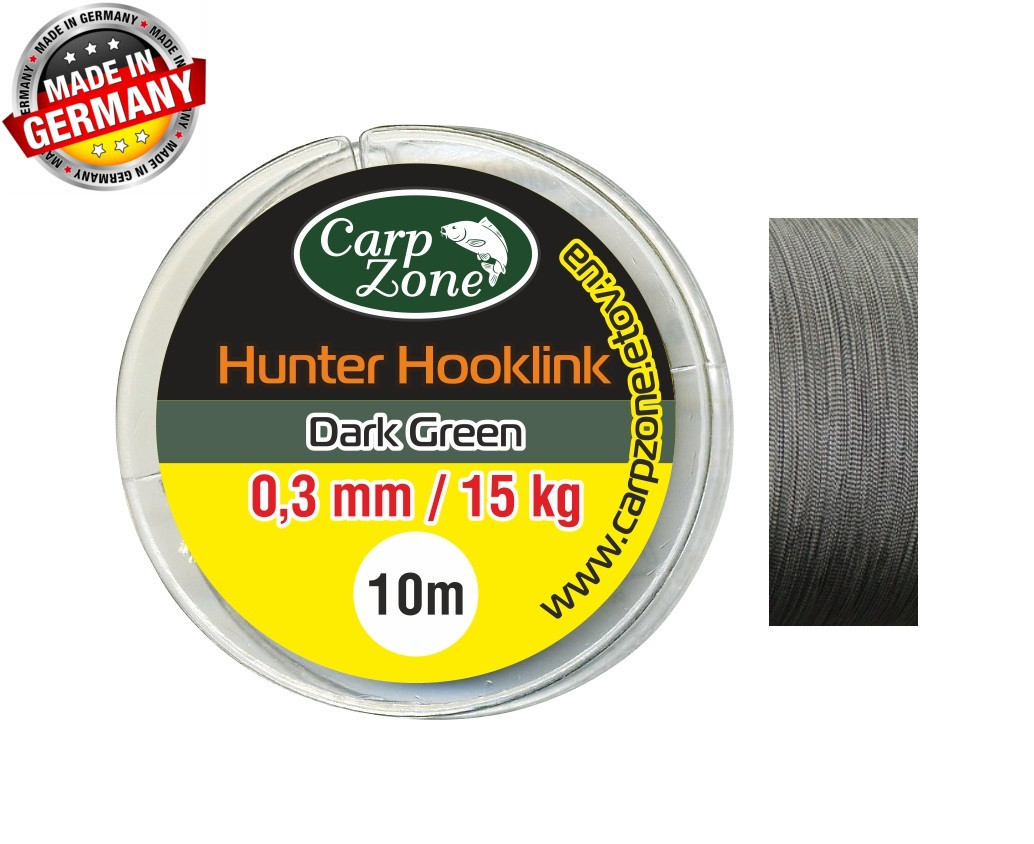 Поводочные матеріали Hunter Hooklink Dark Green 10m 0,3 mm / 15 kg