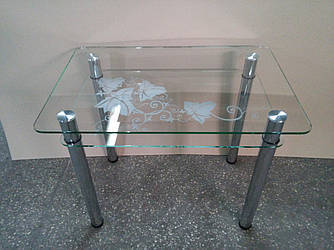 Стіл обідній скляний "Estet" піскоструми 1200*600