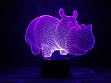 3D нічник "Бегемот" (ВОЛІЧНЕ ЗОБРАЖЕННЯ) + пульт ДК + мережевий адаптер + батарейки (3ААА)  3DTOYSLAMP, фото 2