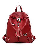 Рюкзак жіночий міський для дівчаток, дівчат з метеликами (червоний), фото 2
