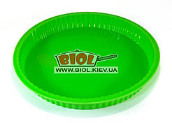 Силіконова форма для випікання пирога, торта 25х3 см кругла зеленого кольору Stenson HH-131-6