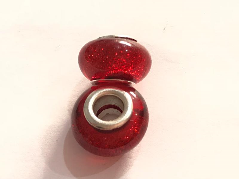 Намистина " Пандора ", Скло, 14x8mm, Червоний