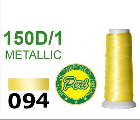 Нитки для машинної вишивки металік 150D/1 1400 ярдів №094 жовтий, фото 1