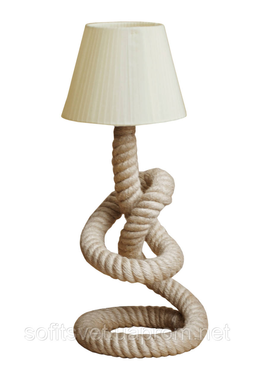 Настольная лампа кованая Сидней 1 лампа, с веревками, с абажуром - фото 1 - id-p642160968