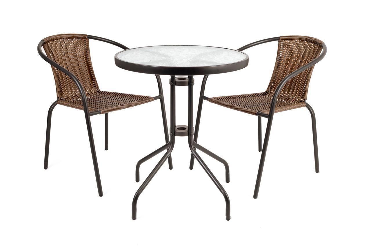 Садові меблі BISTRO RATTAN Круглий столик + 2 стільці