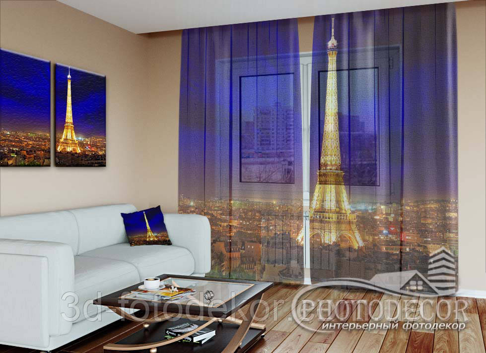 Фото шторы "Блеск Парижа" 2,7м*2,9м (2 полотна по 1,45м), тесьма - фото 4 - id-p140788543