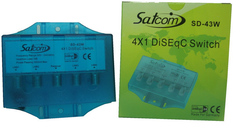 DiSEqC 2.0 4×1 Satcom SD-43w у кожусі