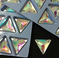 Стразы пришивные Треугольник 16 мм Crystal AB, стекло