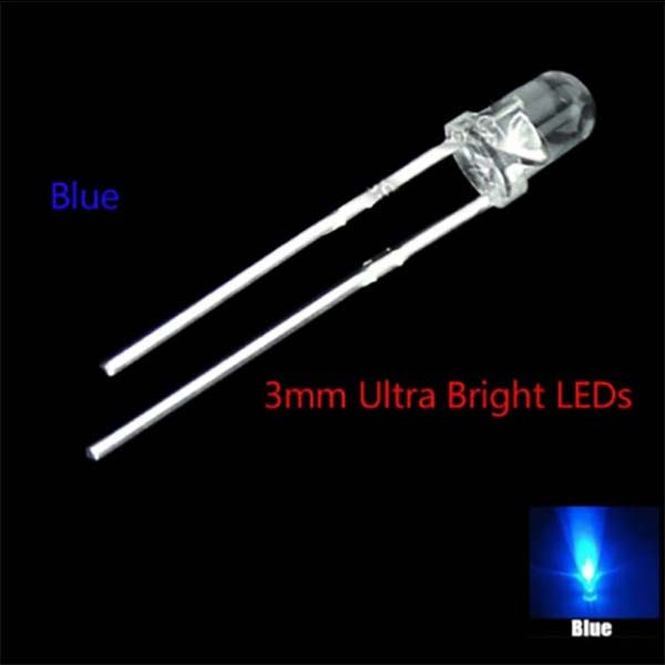 Світлодіод 3 мм синій (прозорий), фото 1