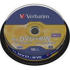 Verbatim Диск DVD+RW 4.7 GB 4x, Cake 10, Scratch Resitant-43488