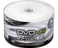 Диск Emtec DVD-R 4,7 GB 16x Full Surface Inkjet Printable white Shrink/50