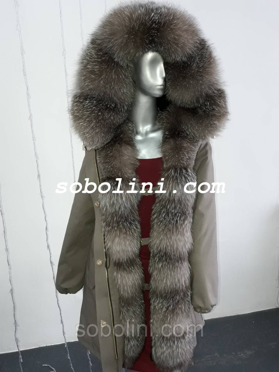 Парка з хутром тонованого блюфроста, застібаються ще й зовнішнім виглядом, фото 1