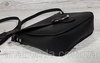 42 Натуральна шкіра, Сумка крос-боді жіноча, баклажан матовий (фіолетова, лілова), фото 5