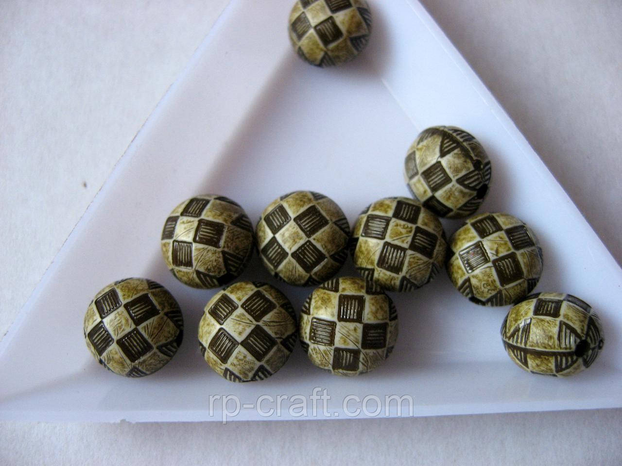 Бусіна пластикова, у клітинку, 7х10х10 мм, фото 1