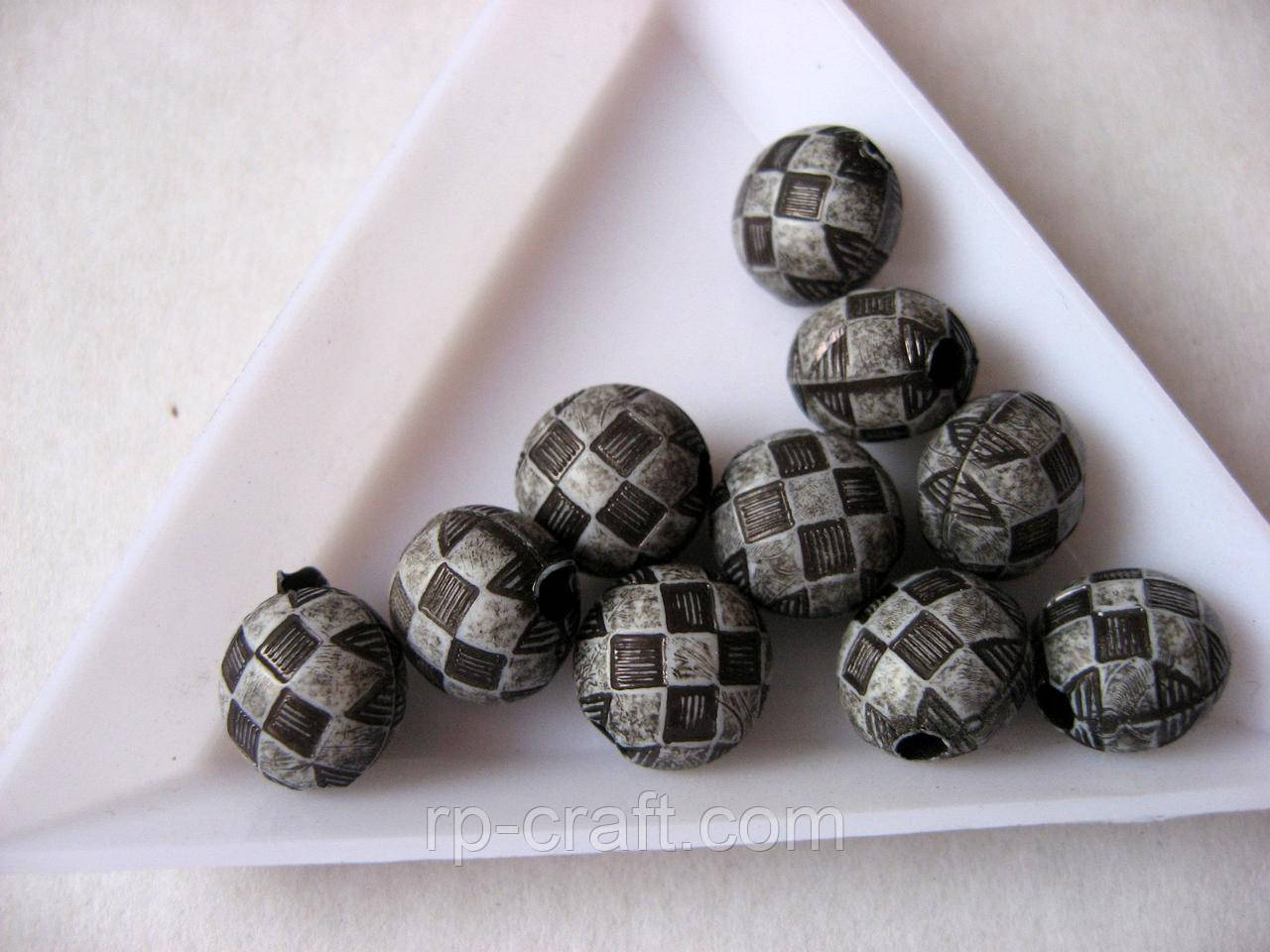 Бусіна пластикова, у клітинку, 7х10х10 мм, фото 1