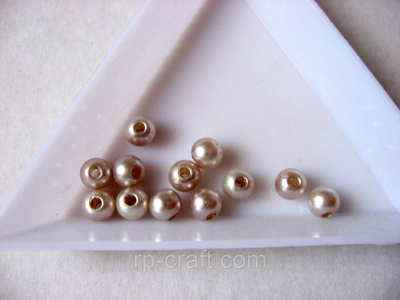 Бусина пластикова, куля, перламутр, 4 мм, фото 1