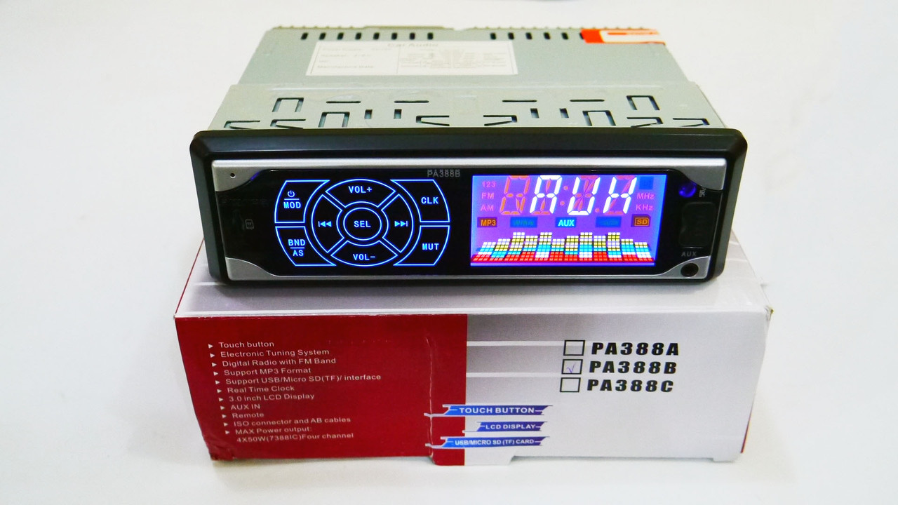 Автомагнітола PA 388B ISO — MP3 Player, FM, USB, SD, AUX сенсорна магнітола