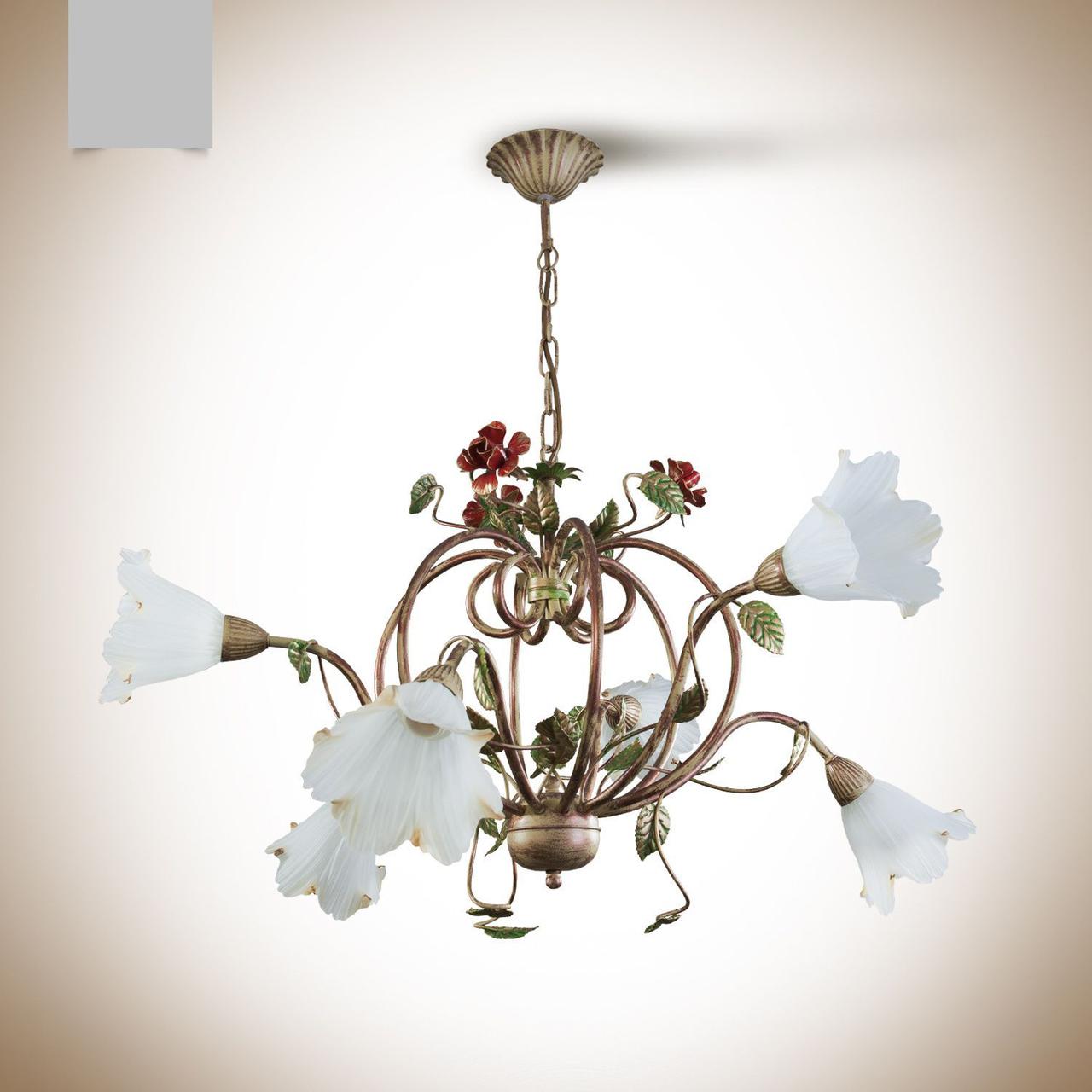 Люстра на ланцюгу у вигляді кошика з трояндами у велику кімнату, фото 1