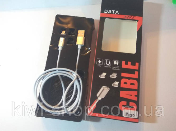 Магнитный кабель Micro Usb 1м белый для синхронизации и зарядки (ID ...