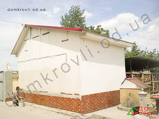 Устройство фасада металлическим Blocke House цвет ольха.