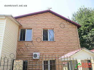 Устройство фасада металлическим Blocke House цвет ольха.