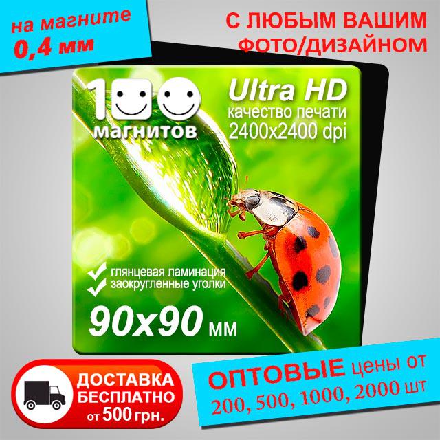 Рекламний магніт на холодильник. Розмір 90х90 мм, фото 1
