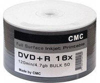 Диски CMC Magnetics DVD+R 4,7 GB 16x, Full-face inkjet printable white, Bulk/50