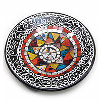Тарелка глиняная круглая с мозаикой