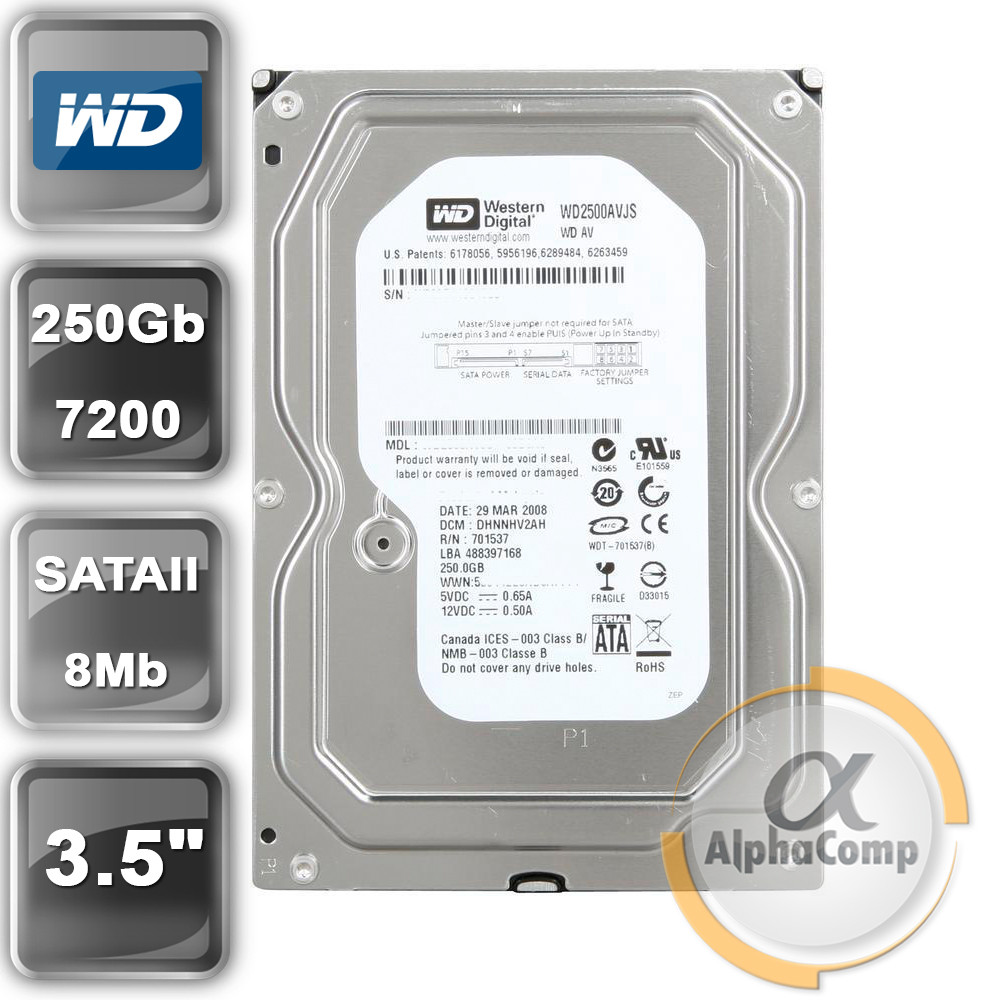 Жорсткий диск 3.5" 250 Gb WD WD2500AVJS (8Mb/7200/SATAII)