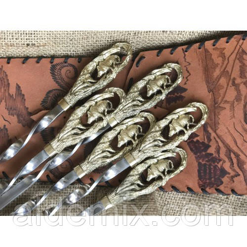 Набір шампурів "Кабан" шкіряного чохла