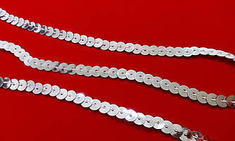 Тасьма паєтки (6 мм) срібло