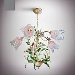 Люстра букет з трояндами для високих стель до спальні, зали, їдальні, на кухню