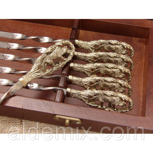 Шампура ручної роботи "Вовча Зграя" в дерев'яному кейсі
