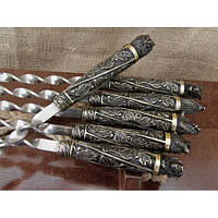 Шампура ручної роботи "Дикі Звірі" в кейсі з натурального дерева