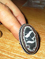 Крупный перстень с септарией "Зодиак", размер 17,8