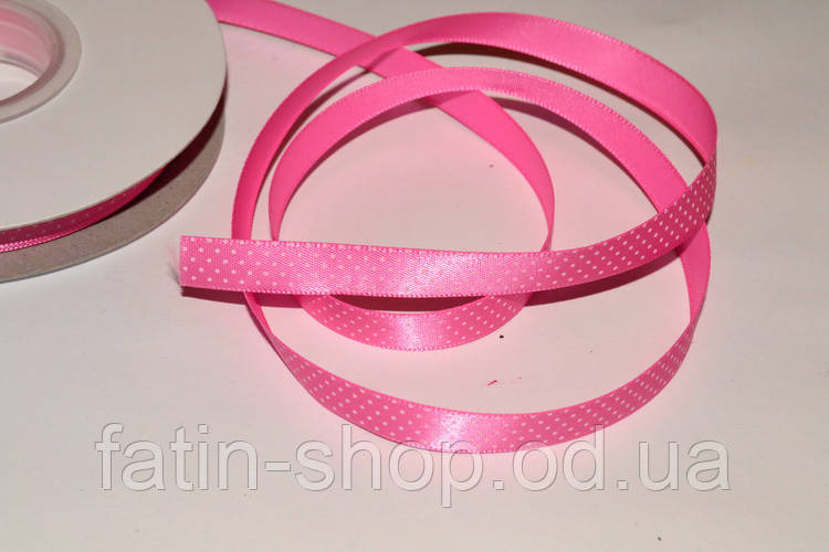 Атласна стрічка горох — Америка кв. Hot Pink