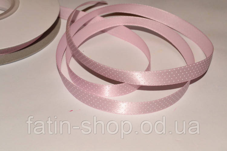Атласна стрічка горох — Америка кв. Lt.Pink, фото 1