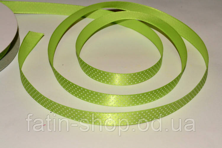 Атласна стрічка горох — Америка кв. Apple Green
